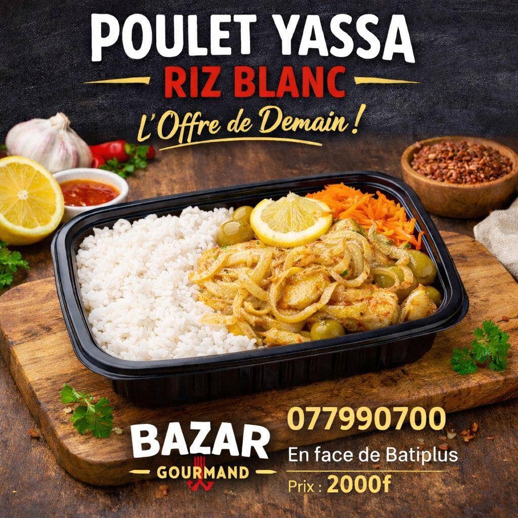 Poulet Yassa + Riz blanc